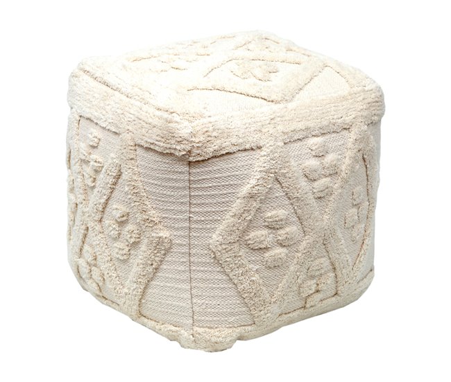 Conforama Puff cuadrado algodón ZURI 45x45cm color crudo Tienda de fábrica