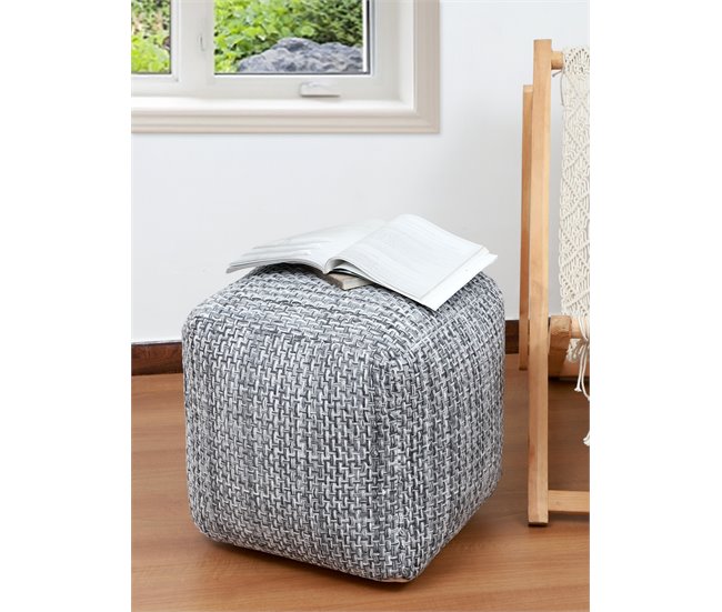 Conforama Puff algodón DAVU 45x45cm color gris Limitado a 3 días