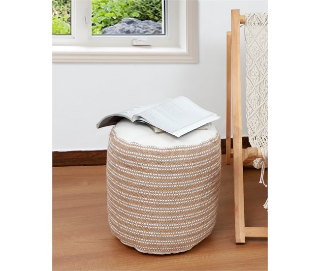 Conforama Puff yute y algodón DAKARAI 45x45cm color beige Ahorra y exporta