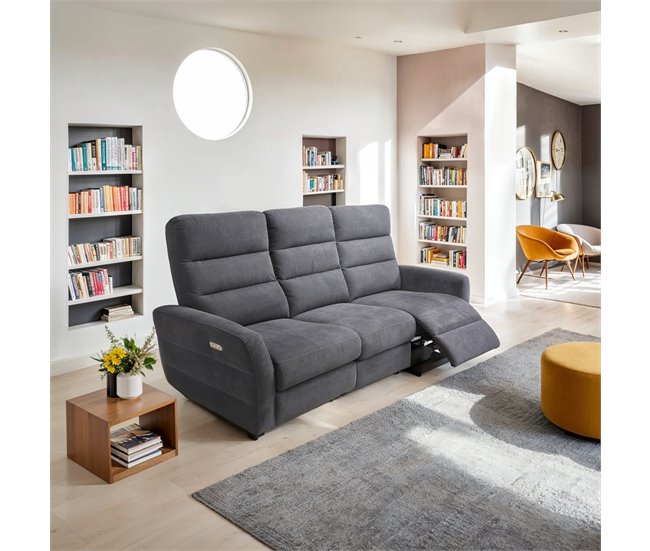 Conforama Sofá ZEUS 3 plazas relax eléctrico gris Última moda