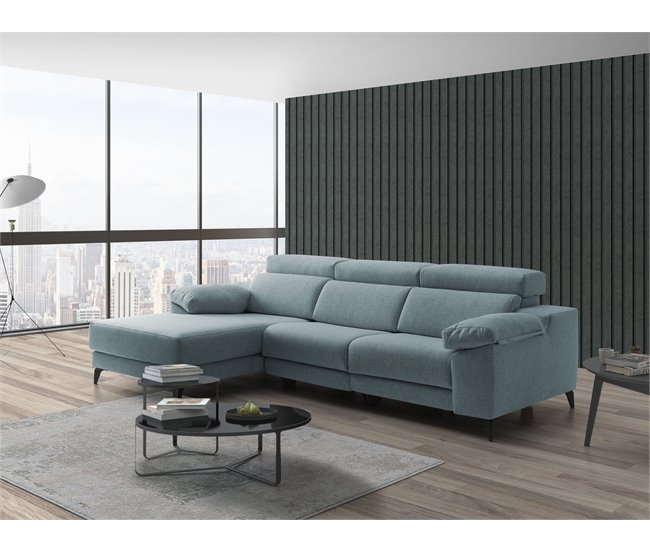Conforama Chaise longue relax eléctrico AMIL izquierda azul Precio ultrabajo
