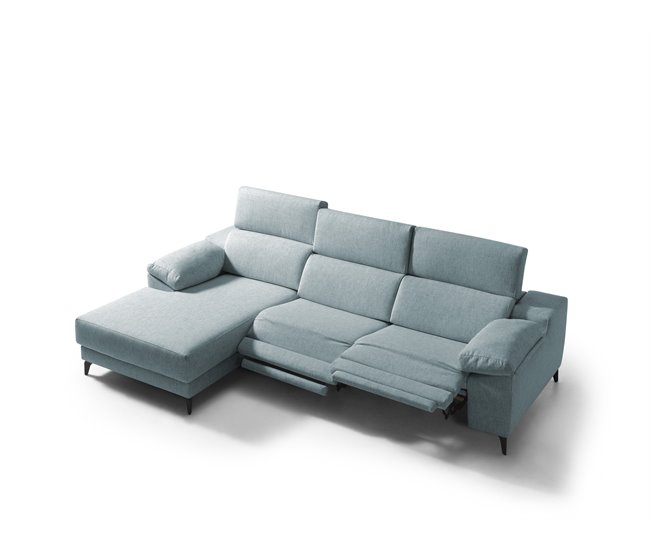 Conforama Chaise longue relax eléctrico AMIL izquierda azul Precio ultrabajo