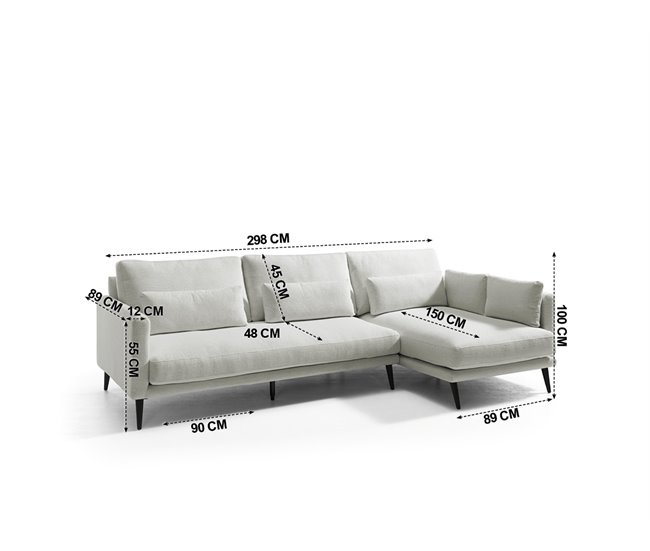 Conforama Chaise longue NIKO fija derecha color beige Devoluciones gratuitas