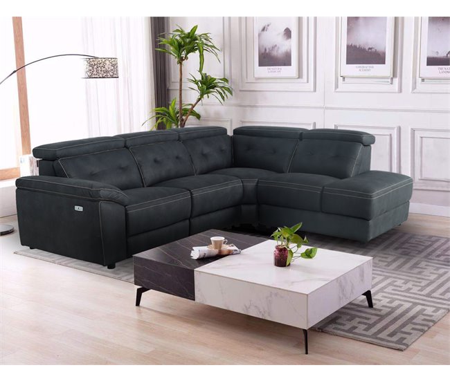 Conforama Rinconera con sillón reclinable eléctrico ELLEN gris oscuro Gran oferta