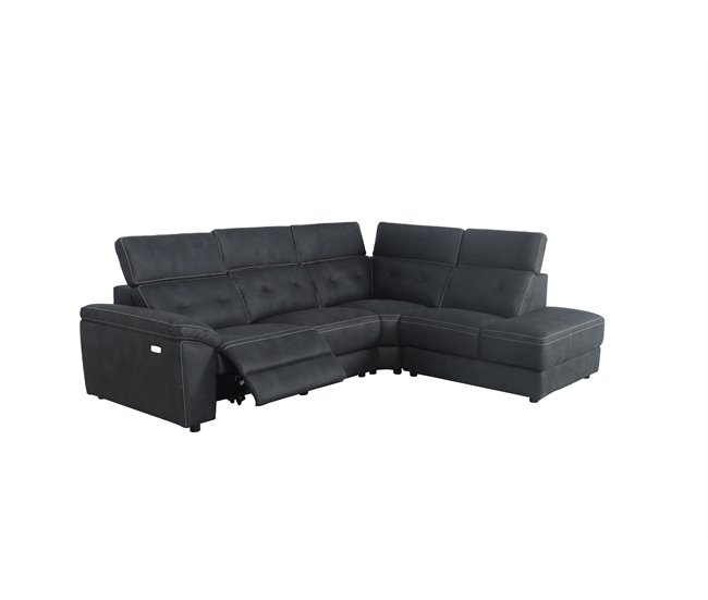 Conforama Rinconera con sillón reclinable eléctrico ELLEN gris oscuro Gran oferta