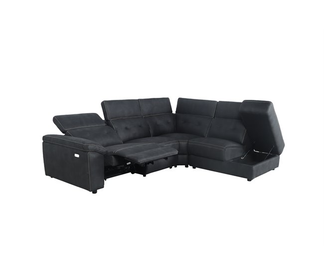 Conforama Rinconera con sillón reclinable eléctrico ELLEN gris oscuro Gran oferta