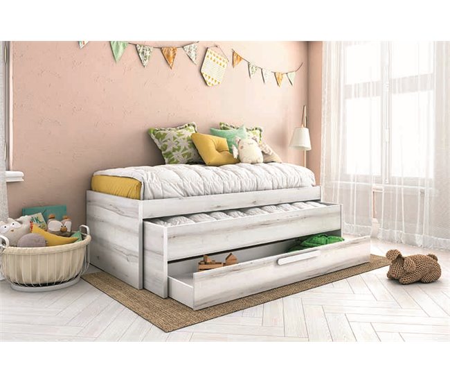 Conforama Cama nido 90x190cm SNOW color gris y blanco Tienda