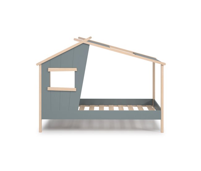 Conforama Cama cabaña con ventana verde 90x190cm NUBA