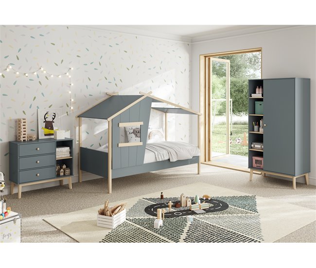 Conforama Cama cabaña con ventana verde 90x190cm NUBA Oferta especial
