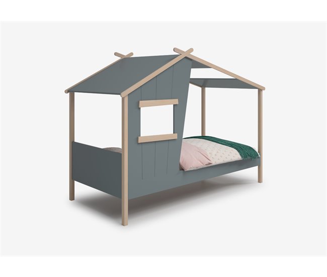 Conforama Cama cabaña con ventana verde 90x190cm NUBA Oferta especial