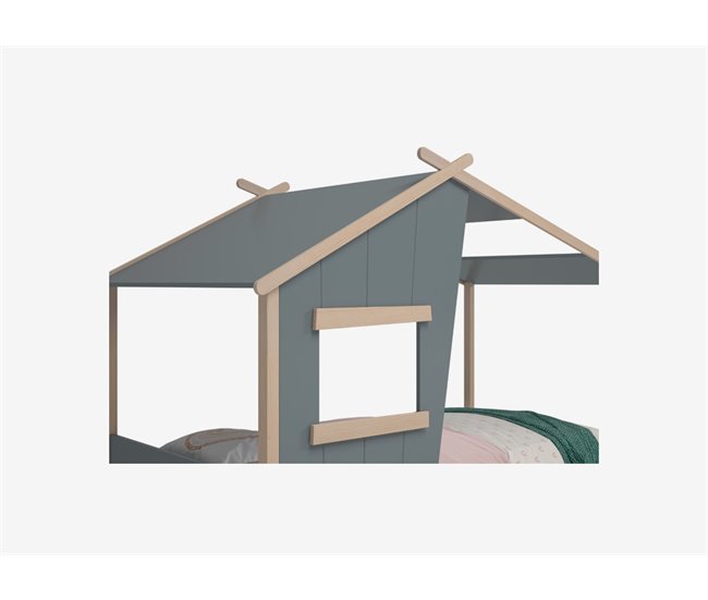 Conforama Cama cabaña con ventana verde 90x190cm NUBA Oferta especial