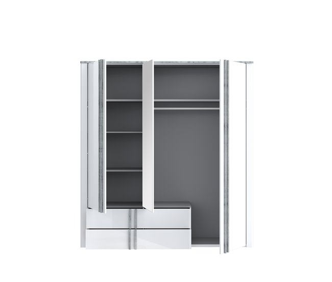 Conforama Armario BUGANVILLA puertas batientes con espejo y cajones 201x216cm Último día