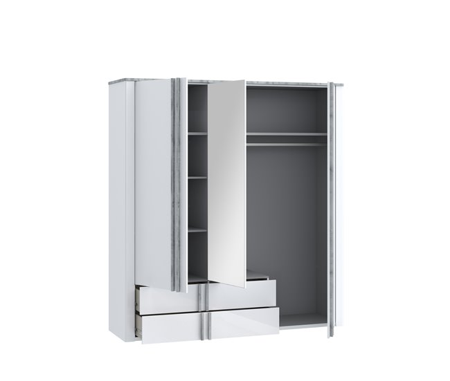 Conforama Armario BUGANVILLA puertas batientes con espejo y cajones 201x216cm Último día