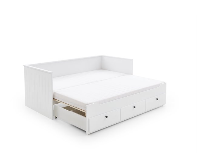 Conforama Cama extensible 3 cajones 90/180x200 cm blanco NORDLAND Envío internacional gratuito