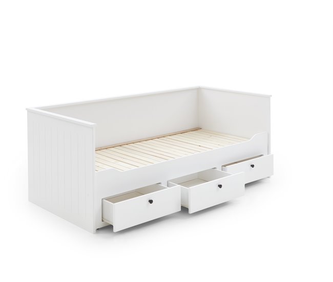 Conforama Cama extensible 3 cajones 90/180x200 cm blanco NORDLAND Envío internacional gratuito