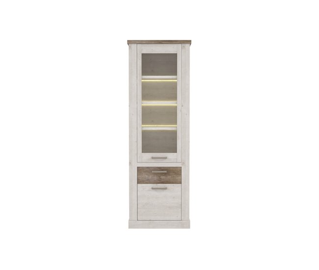 Conforama Vitrina alta 2 puertas y un cajón VERONA blanco