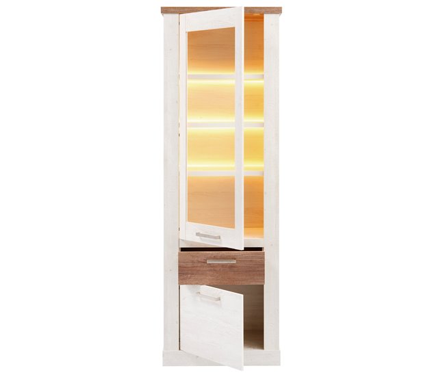 Conforama Vitrina alta 2 puertas y un cajón VERONA blanco Libre de impuestos