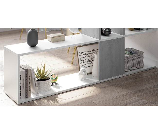 Conforama Estantería ZIGZAG 4 alturas blanco y cemento Oferta exclusiva