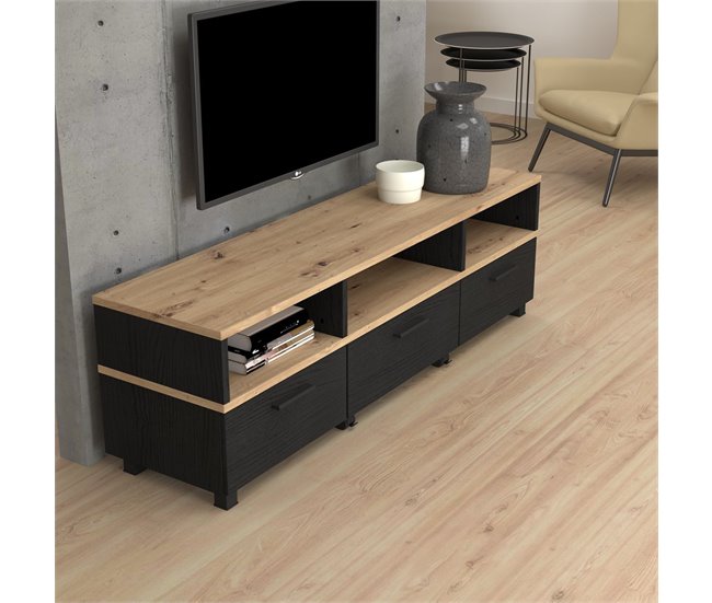 Conforama Mueble de TV LAKMOS roble negro y artisan Grandes ahorros