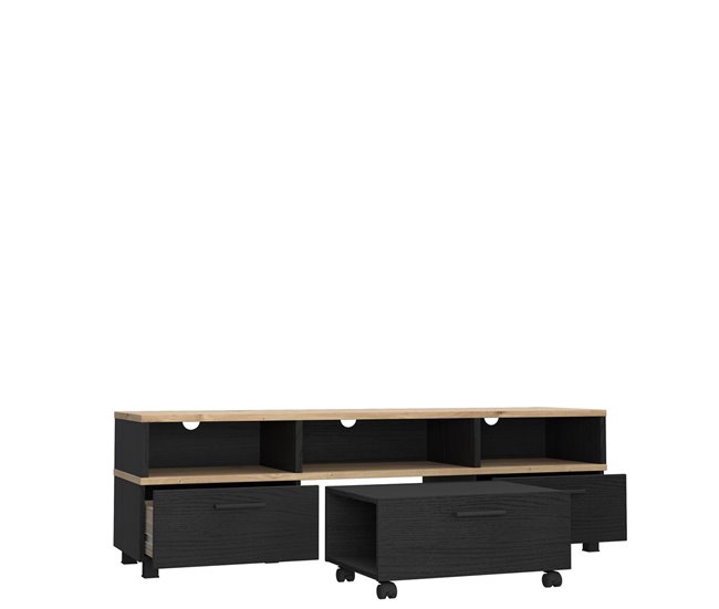 Conforama Mueble de TV LAKMOS roble negro y artisan Grandes ahorros