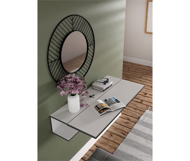 Conforama Recibidor MULTIFUNCIONAL 120x35x27cm blanco mate y gris Precio ultrabajo