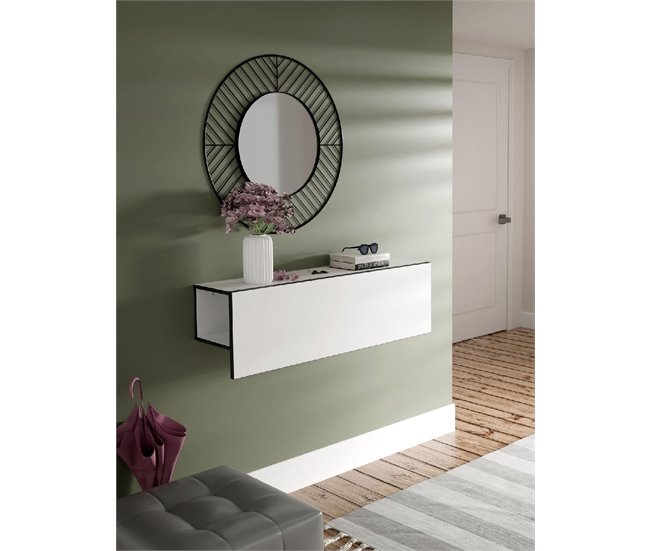 Conforama Recibidor MULTIFUNCIONAL 120x35x27cm blanco mate y gris Precio ultrabajo