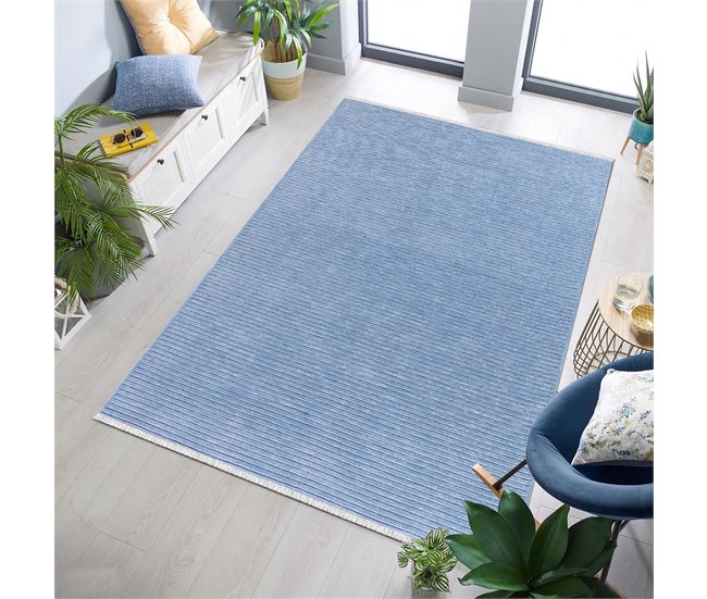 Conforama Alfombra algodón RIVA 120x170cm color azul Oferta exclusiva