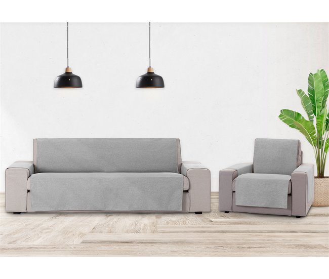 Conforama Vipalia Protector Funda Sillon relax. Cubre sofa 1 plaza. Cubre sillon reclinable liso algodon. Fundas para sofa Brisa. Color Gris. Cubre sofa 1 Plaza/Relax 55 cm. Para sofas de 60 a 110 cm Precio ultrabajo
