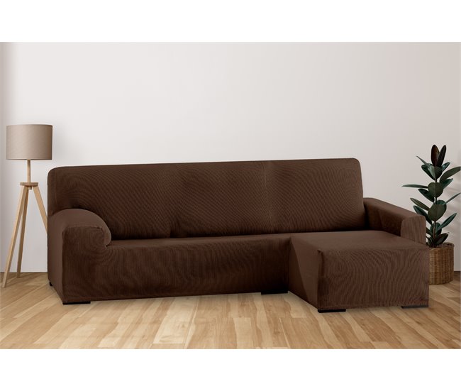 Conforama Eiffel Textile Funda para Chaise Longue Bielástica Adaptable. Lavable Suave Cómoda Transpirable. Poliéster Algodón Elastano. Protector Cubre Sofá. Rústica. Marrón Brazo Corto Derecha Devoluciones gratuitas