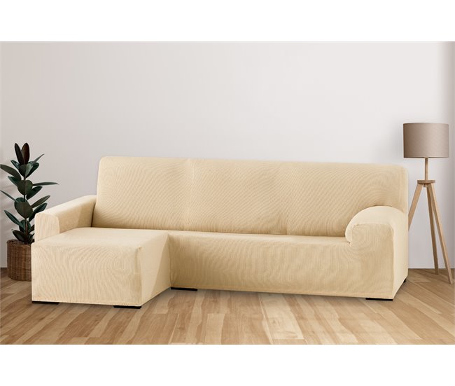 Conforama Eiffel Textile Funda para Chaise Longue Bielástica Adaptable. Lavable Suave Cómoda Transpirable. Poliéster Algodón Elastano. Protector Cubre Sofá. Rústica. Beige Brazo Corto Izquierda En línea
