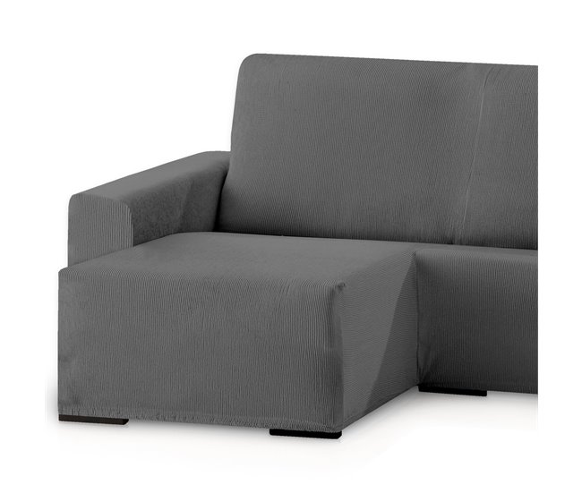Conforama Eiffel Textile Funda para Sofá Elástica Adaptable. Lavable Resistente Cómoda Transpirable. Poliéster Algodón Elastano. Protector Cubre Sofá Chaise Longue. Rústica. Gris Brazo Corto Izquierda Outlet