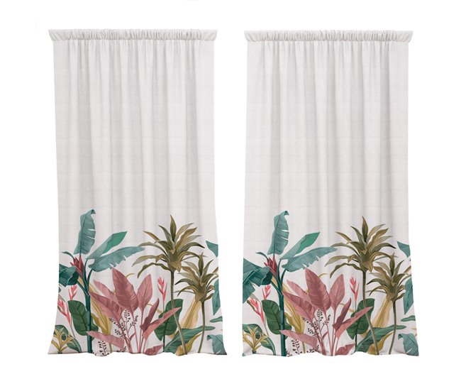 Conforama Cortina estampada Maranta Maranta - Blanco - 140x260