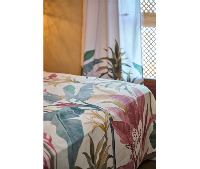 Conforama Cortina estampada Maranta Maranta - Blanco - 140x260 Rebajas baratas