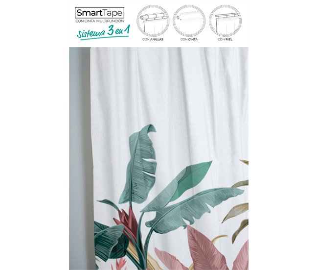 Conforama Cortina estampada Maranta Maranta - Blanco - 140x260 Rebajas baratas