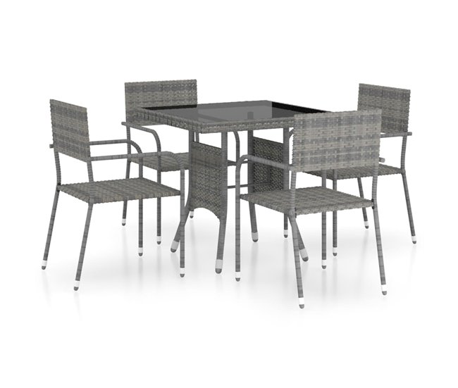 Conforama Juego de comedor para jardín 5 piezas ratán sintético gris VidaXL Descuentos del mes