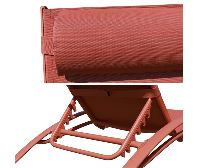 Conforama Juego de 2 tumbonas GALAPAGOS de textileno y aluminio naranja Oferta exclusiva