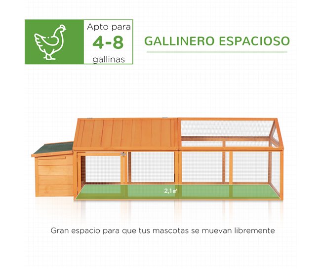 Conforama PawHut Gallinero de Madera Gallinero Grande de Exterior de 2 Pisos para 4-8 Gallinas con Techo Abatible Corral Puertas con Cerradura y Nido 240x112 5x76 cm Natural Descuento por venta flash