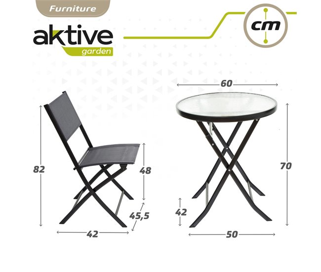 Conforama Conjunto muebles terraza y balcón c/2 sillas y mesa redonda plegables Aktive Precio ultrabajo