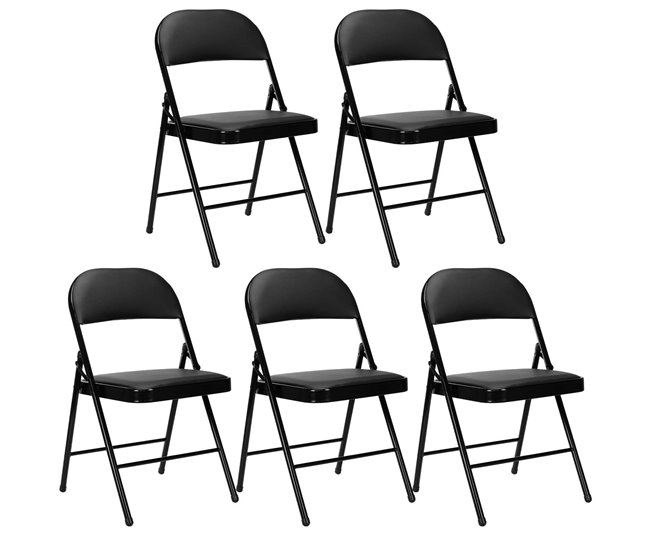 Conforama Pack 5 Sillas Plegables Acolchadas Negras O91 2025