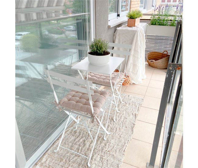 Conforama Conjunto de Terraza Plegable Metálico de 2 Sillas y Mesa Cuadrada Bistreau Blanco Thinia Home Los más vendidos