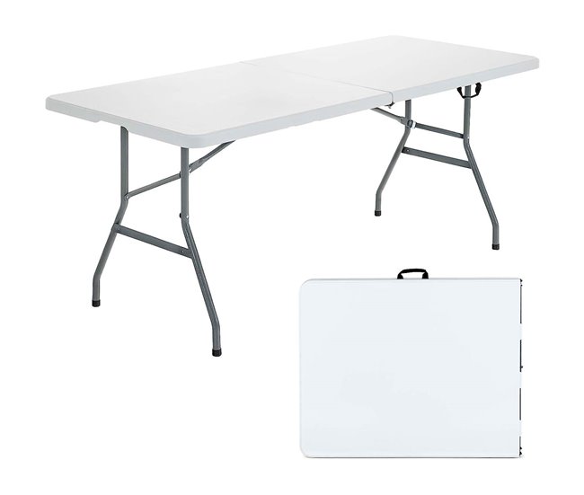Conforama Mesa plegable Rectangular de Resina 180x74x74cm Mesa exterior Multiusos Camping Eventos Exterior Interior Ventas relámpago